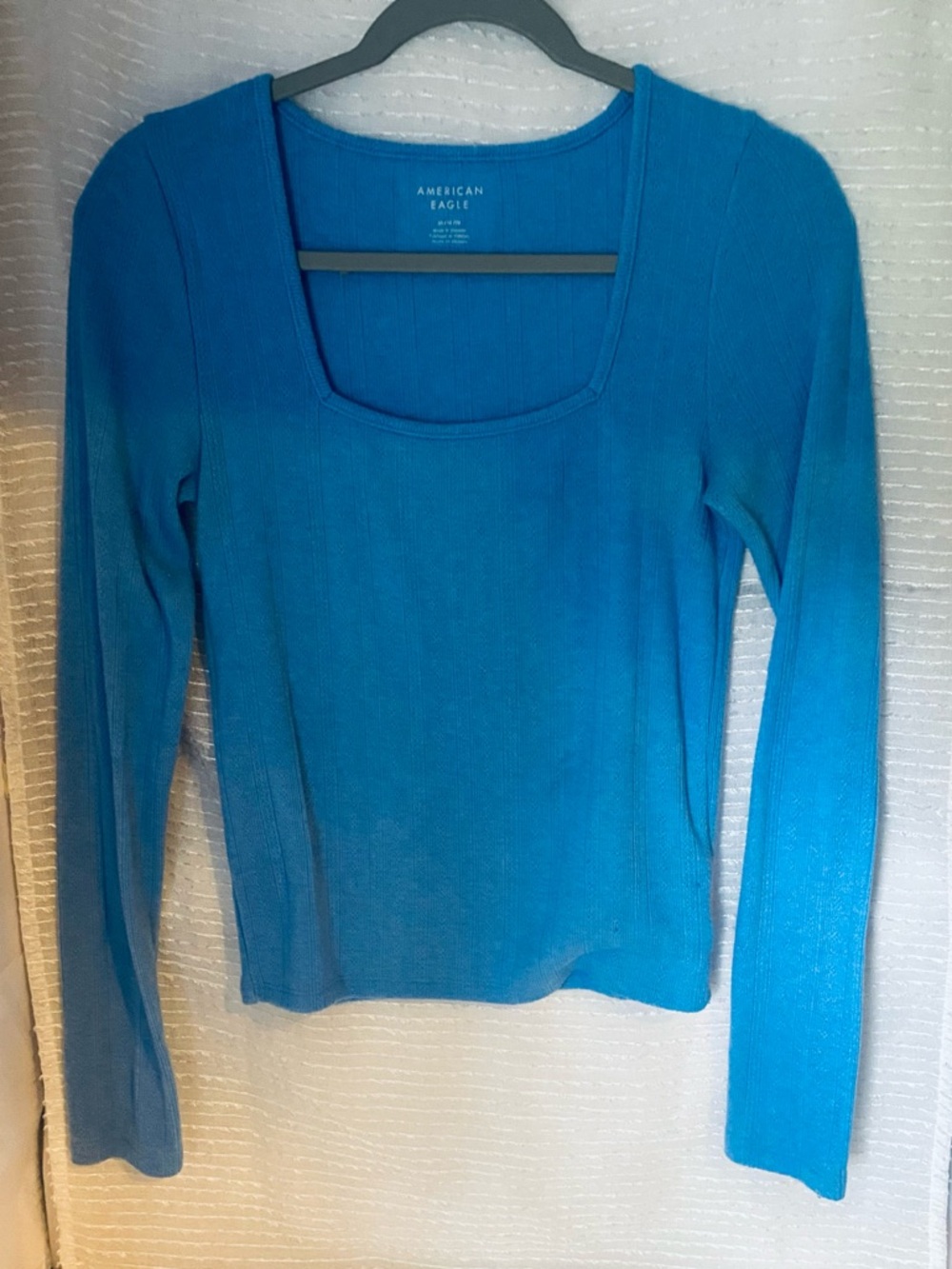 American Eagle Outfitters Light Blue  Scoop Neck Long Sleeve Top